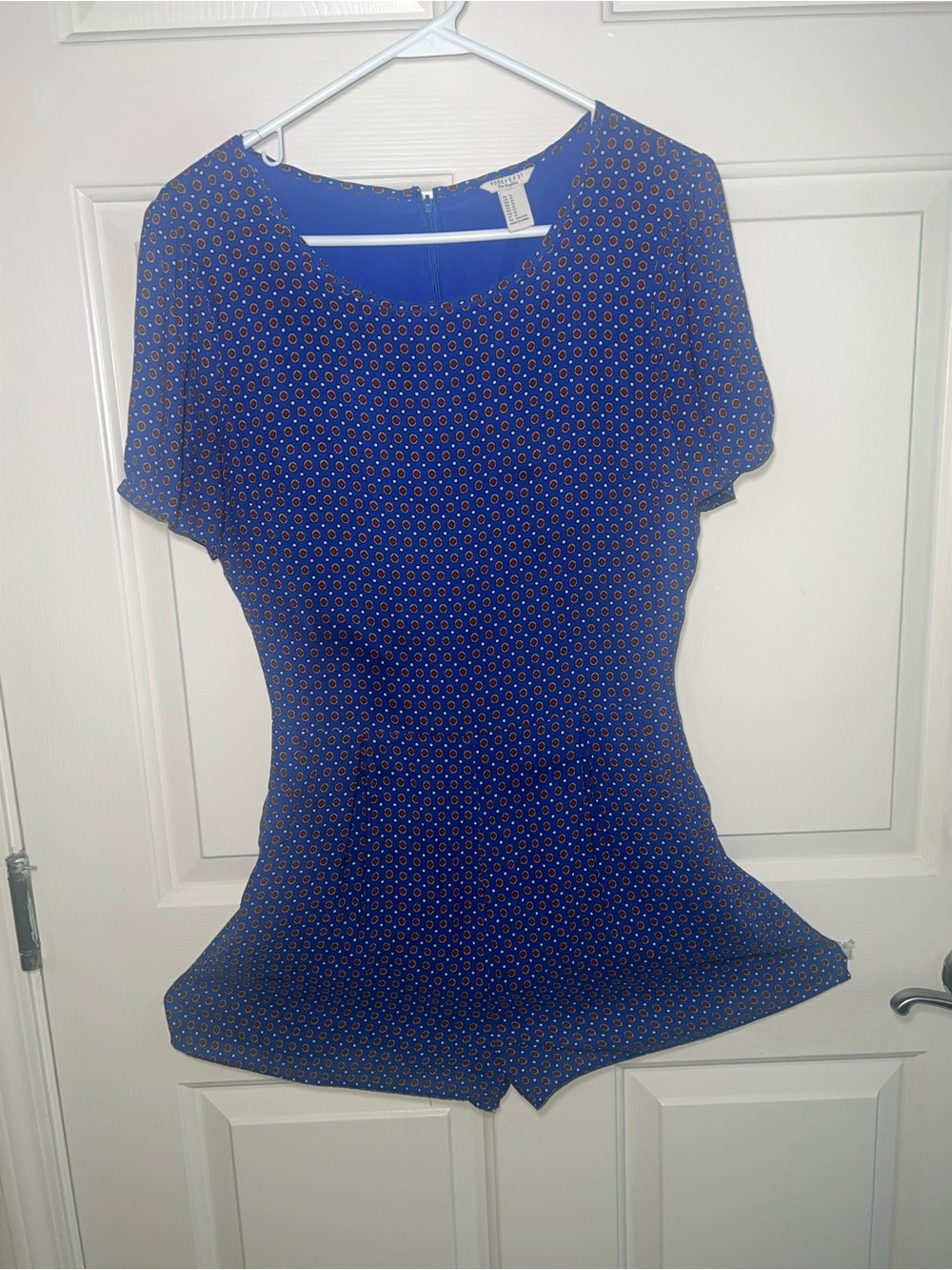 Forever‎ 21 Junior Girls Blue Geometric Polka Dot Romper Sz Med